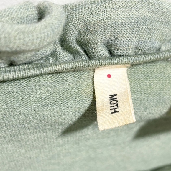 ANTHROPOLOGIE MOTH Women’s Green Ruffled Neckline NEW DAY HAZE Sweater Size S - Picture 5 of 6